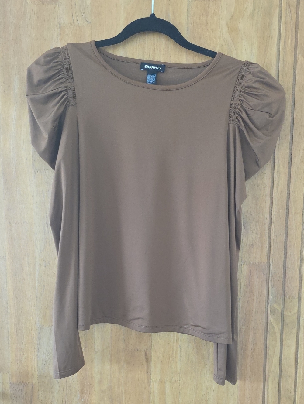 Express Chocolate Brown Puff Sleeve Tee